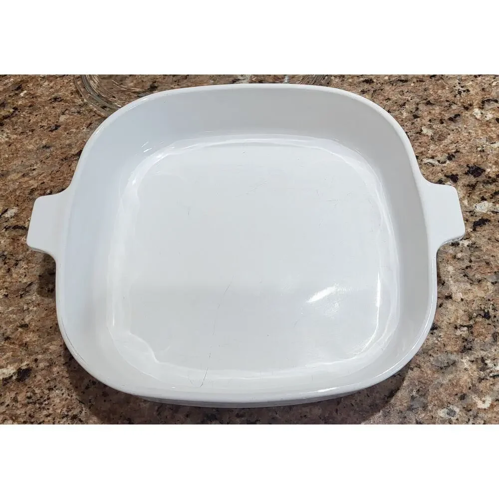 Corning Ware MW-16 10 x 10 White MicroMake Browning Dish w/ Lid